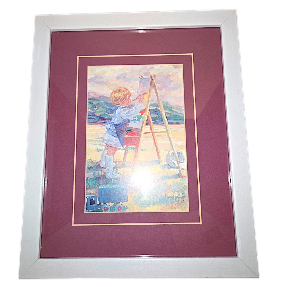 Corrine Hartley "Artist At Work" Professionally Matted & Framed Print 11.5"X9.5"